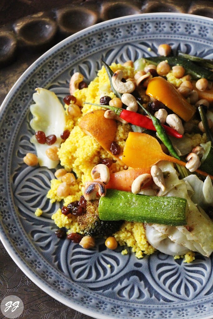 {Rezept} Marokkanischer Couscous mit gegrilltem Gemüse - Glücksgenuss